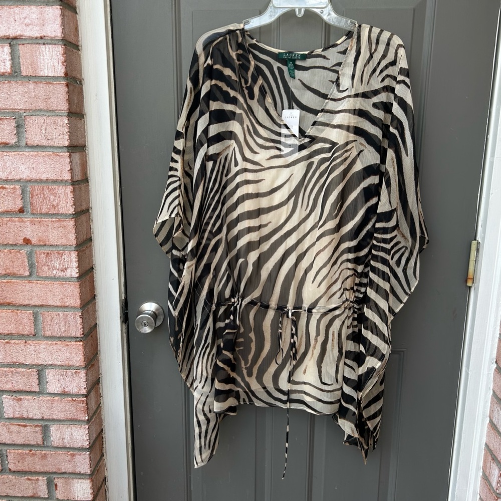 Lauren Ralph Lauren Zebra Print Sheer Top
